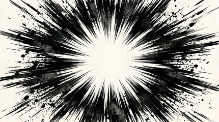 Obraz premium Black Ink Splatter Explosion Burst on White Background