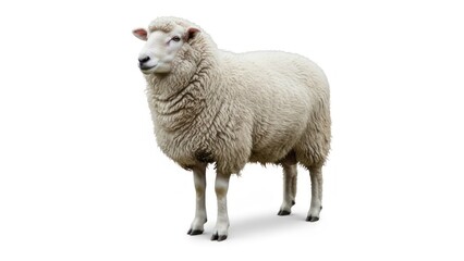 Fototapeta premium White sheep standing alone isolated.