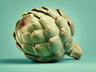 Obraz premium artichoke whole fresh isolated on a green background