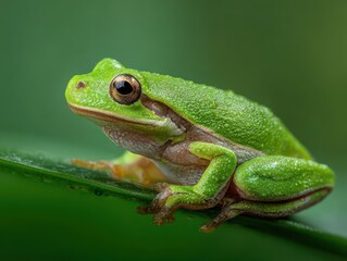 Obraz premium frog small green isolated on a green background