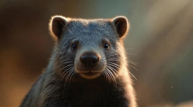 a wildlife and zoology concept featuring a close-up portrait of a wombat.