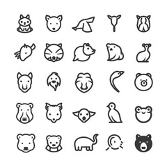 Fototapeta premium A Set of 25 Line-Drawn Animal Icons
