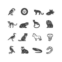 Fototapeta premium A Set of Black and White Animal Illustrations