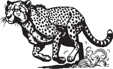 A cheetah in motion captured through a stylized and artistic illustration. Vector, illustration © CREATIVE DESIGN