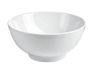 Simple, clean, white ceramic bowl with a round opening and tapered base