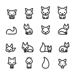 Obraz premium A Set of Sixteen Fox Illustrations in Various Poses