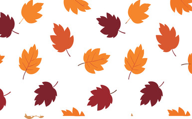 Obraz premium Autumn Maple Leaves Seamless Pattern Orange and Red Fall Foliage Background Vector Illustration