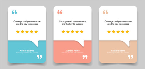 Naklejka premium 3D bubble testimonial banner, quote, infographic. Social media post template designs for quotes. Empty speech bubbles, quote bubbles and text box. Vector Illustration EPS10.