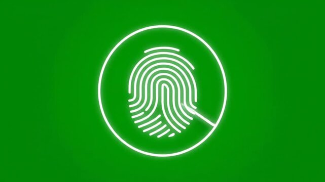 Minimal Fingerprint Radial Scan Overlay on Green Screen Seamless Loop 4K