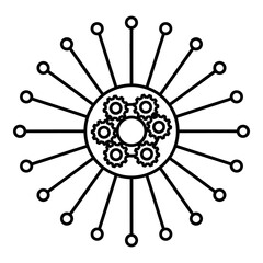 Obraz premium Gear network vector line icon for digital infrastructure and industrial system process