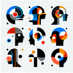 Obraz premium Abstract Modern Art Faces in Geometric Style