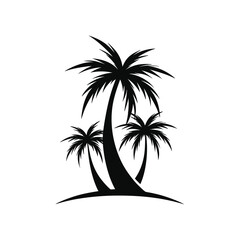 Fototapeta premium palm trees, silhouette, minimalist, black and white, simple, tropical, landscape 