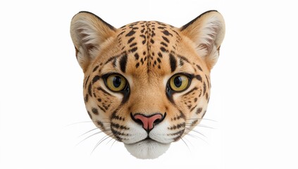 Fototapeta premium Realistic plush ocelot mask with detailed spots and vibrant colors for educational programs and wildlife awareness