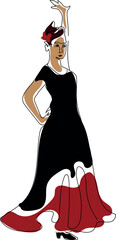 Sketch of flamenco dancer isolated on a white background