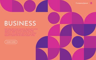 Fototapeta premium Modern Business Landing Page Template with Geometric Shapes – Corporate Website Vector Layout