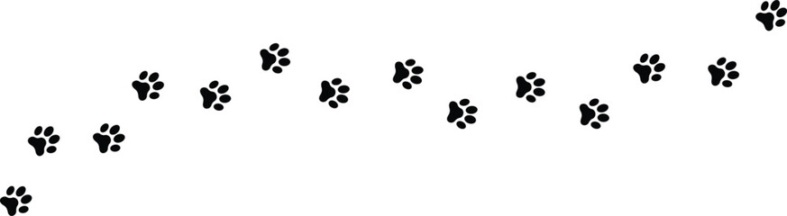 Seamless paw print pattern background with cat and dog footprints in solid and outline style, black animal track repeat design vector isolated on transparent background © Muhammad