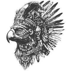 Obraz premium Ornate Eagle Head with Feathers and Headdress