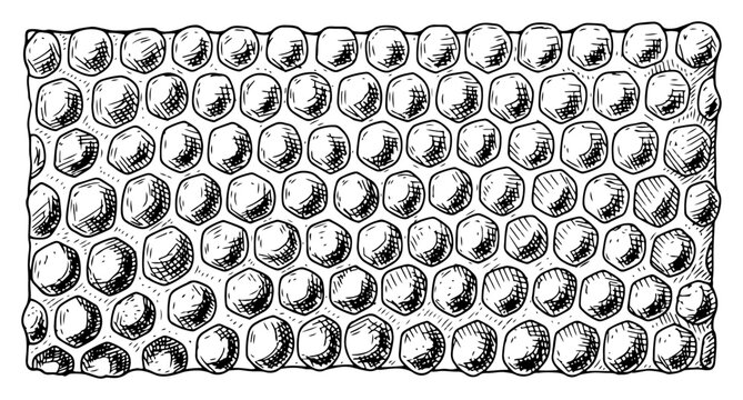 Abstract vintage hand drawn engraving of a bubble wrap texture with circular patterns