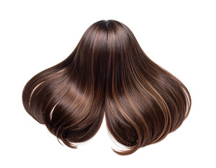 Naklejka premium Glossy brown hair with flowing, layered strands