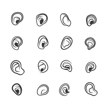 Set of 16 black and white oyster icons