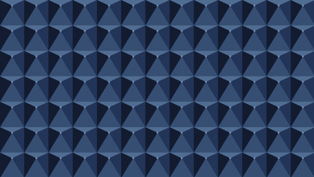 Seamless geometric background featuring a modern 3D navy blue pattern with abstract triangular shapes and hexagonal textures, perfect for professional architectural surfaces and luxury wallpaper.
