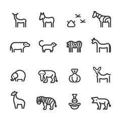Fototapeta premium Set of 16 Safari Animal Line Icons
