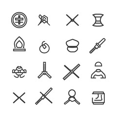 Fototapeta premium Set of Japanese Warrior Icons in Black and White