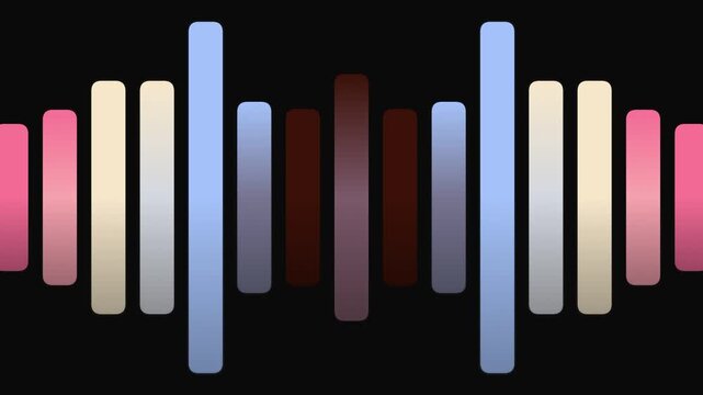 Dynamic Audio Visualizer Bars on Dark Background with Colorful Gradient Effects, Bars, Motion Graphics