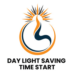 Obraz premium Modern Day Light Saving Time Start Logo Icon with Sun Ray Vector