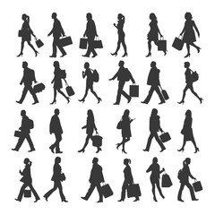 Fototapeta premium Silhouette of People Walking with Shopping Bags
