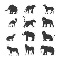 Fototapeta premium Silhouettes of Various Wild Animals