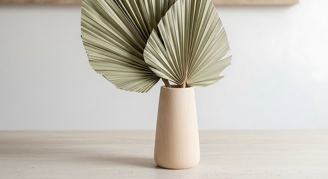 Decorative Vase with Dried Palm Leaves.