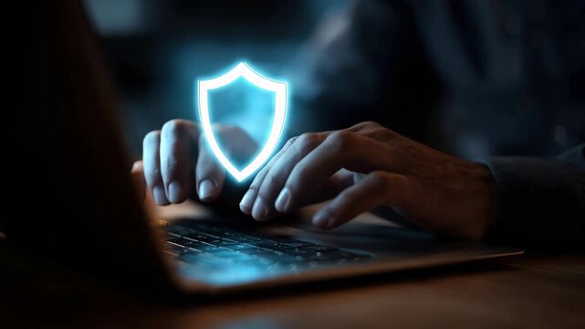Engaging in cyber security practices for data protection and privacy in a digital workspace during evening hours