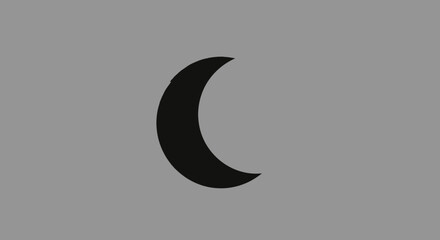Simple Black Crescent Moon Silhouette on Gray Background © punduh