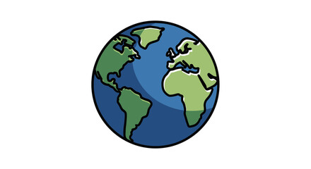 Stylized Illustration of Planet Earth Globe with Continents and Oceans