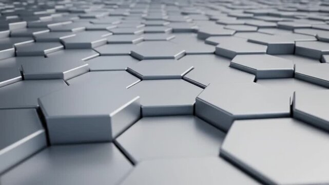 Abstract geometric hexagonal pattern with metallic surface background