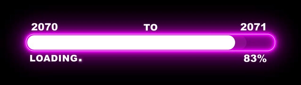 New year 2071 loading bar animation Year changing from 2070 to 2071. Loading bar from 2070 to 2071 new year transfer animation. Almost reaching New Year, loading business progress.