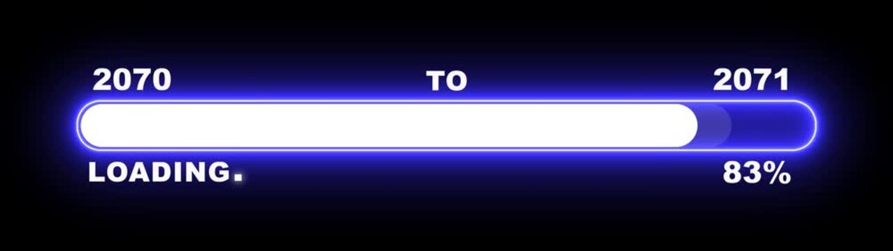 New year 2071 loading bar animation Year changing from 2070 to 2071. Loading bar from 2070 to 2071 new year transfer animation. Almost reaching New Year, loading business progress.