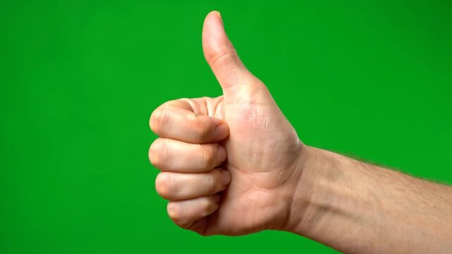 High Definition VIDEO of Human Hand Showing Thumbs Up Gesture in Close-up View