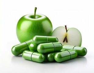 green apple capsule medicine isolated