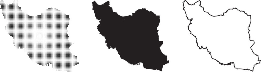 Obraz premium Vector set of Iran country maps three different styles collection