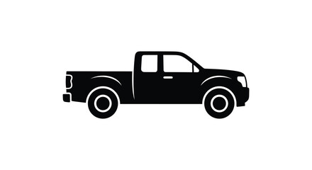Fototapeta premium Black pickup truck profile illustration simple design with a stark silhouette