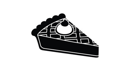 A single slice of apple pie depicted in a striking black silhouette