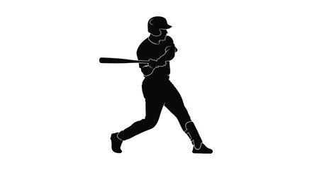 A baseball player in mid swing depicted as a dark outline silhouette