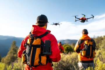 Fototapeta premium Search and Rescue Operations Using Drones in Remote Wilderness Areas