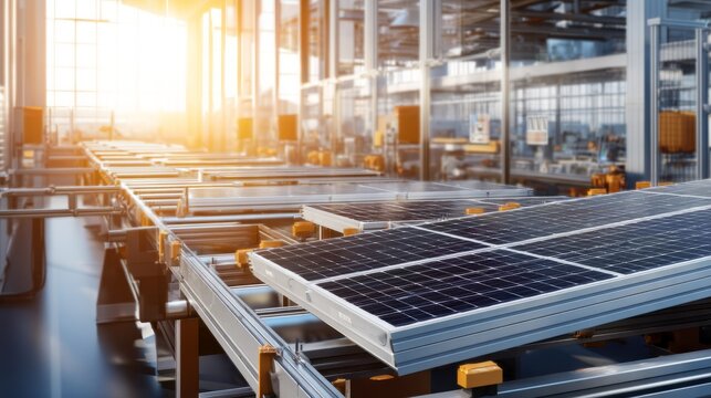 Bright Morning Light in Solar Panel Assembly Facility