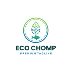 Modern professional eco-friendly organic food and seafood restaurant logo.