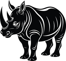 Fototapeta premium Vector black rhinoceros illustration