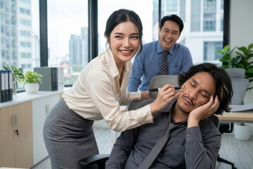 Obraz premium Casual Corporate Culture with Fun Colleagues