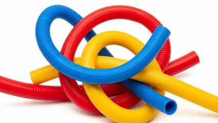 Colorful Flexible Plastic Tubes Entwined Together.